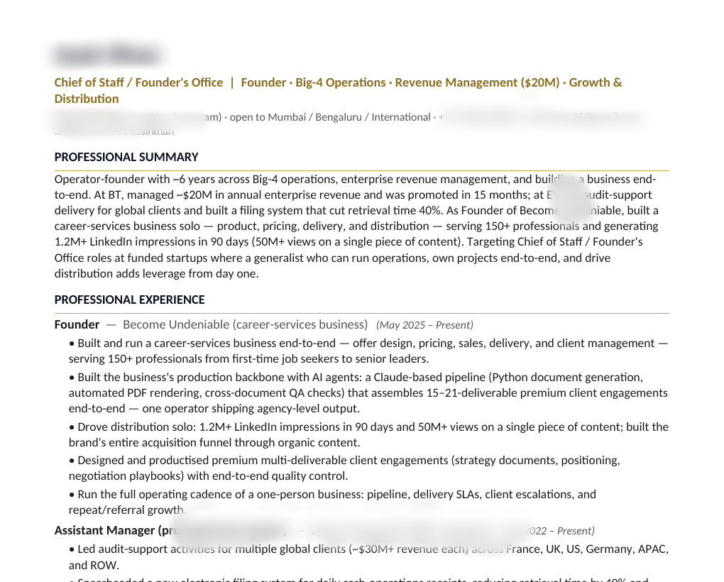 Sample ATS-optimised resume page